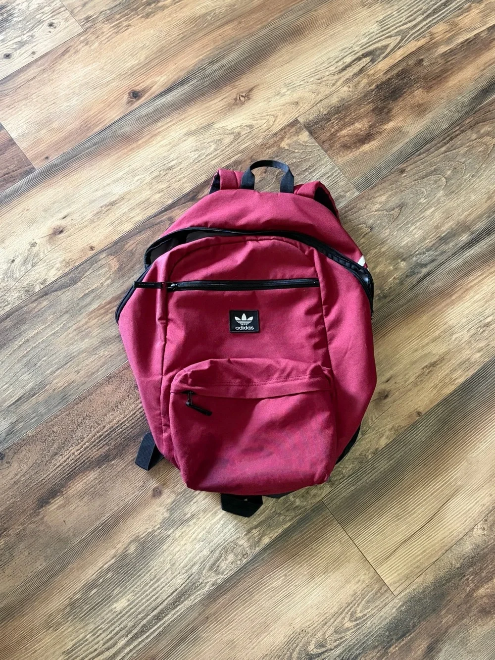 adidas Burgundy Backpack with Black Trim and Trefoil Patch